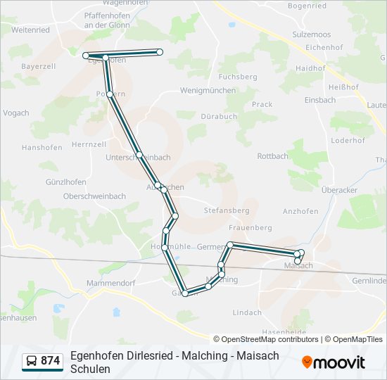 874 bus Line Map