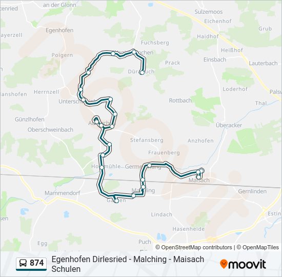 874 bus Line Map