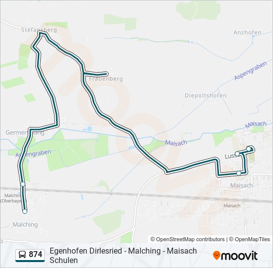 874 bus Line Map