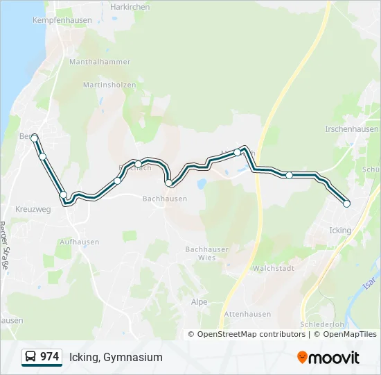 Bus 974 Route Map 974 Route: Schedules, Stops & Maps - Icking, Gymnasium (Updated)