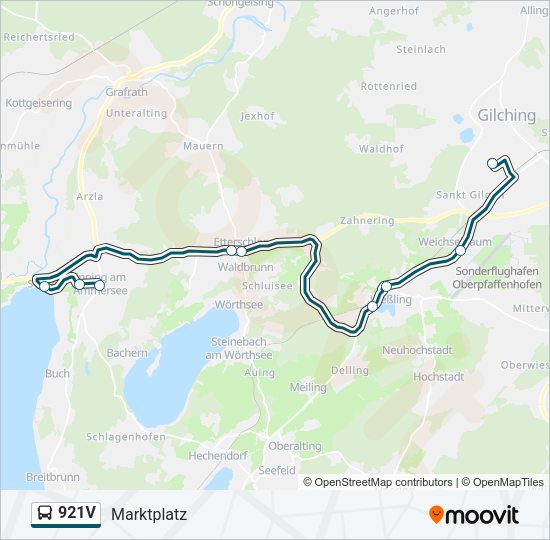 Автобус 921V: карта маршрута