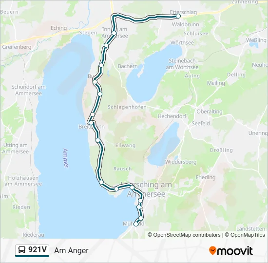 Автобус 921V: карта маршрута