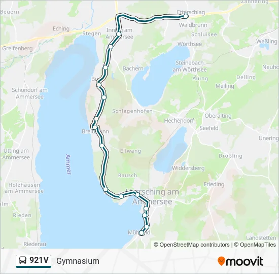 Автобус 921V: карта маршрута