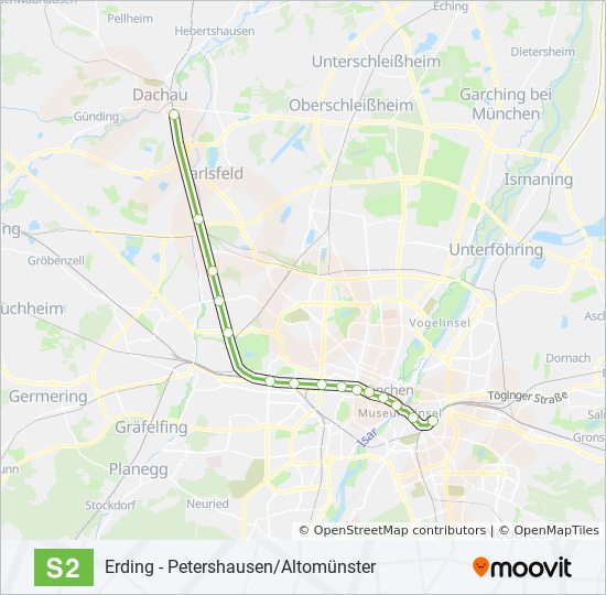 S2 Route Fahrpläne, Haltestellen & Karten Dachau Bahnhof