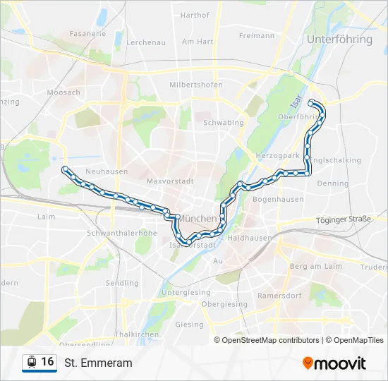 Трамвай 16: карта маршрута