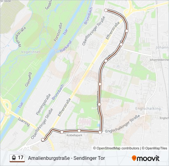Трамвай 17: карта маршрута