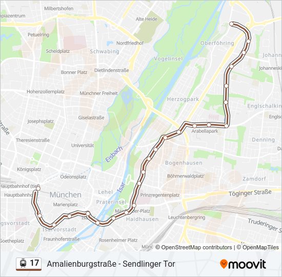 Straßenbahnlinie 17 Karte