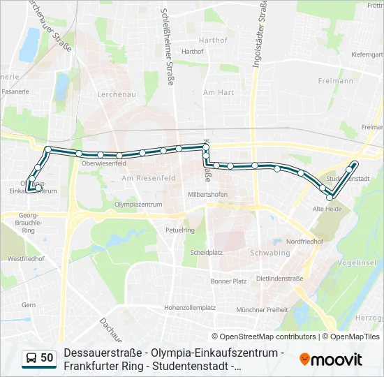 Автобус 50: карта маршрута