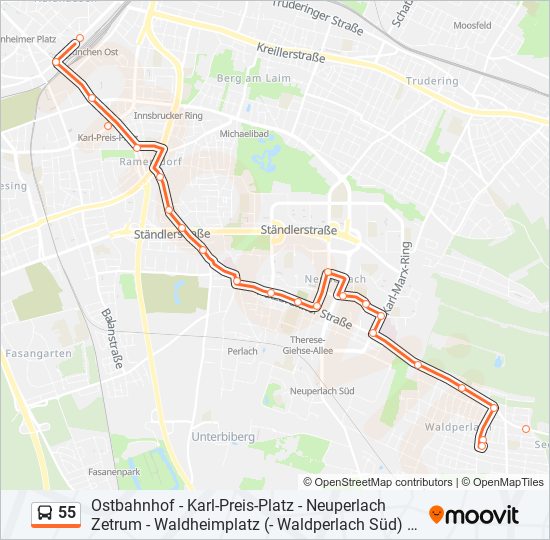 55 bus Line Map