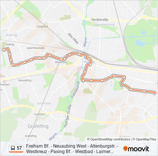 57 bus Line Map