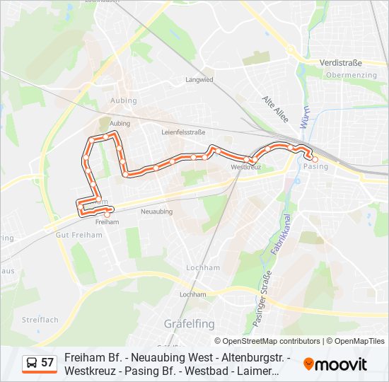 57 bus Line Map