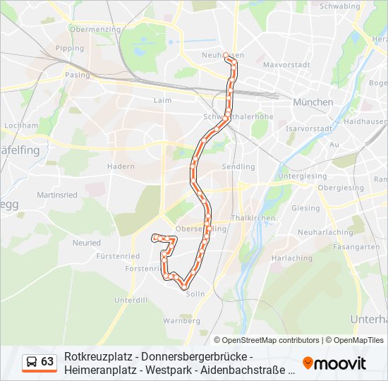 63 Route: Schedules, Stops & Maps - Rotkreuzplatz U Via Aidenbachstraße 