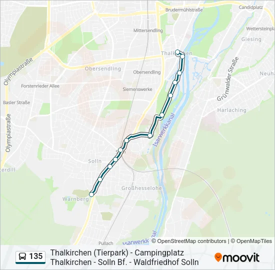 135 Bus Line Map