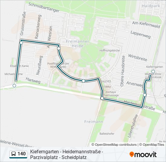 140 bus Line Map