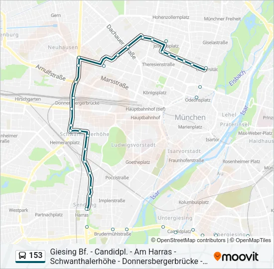153 Bus Line Map