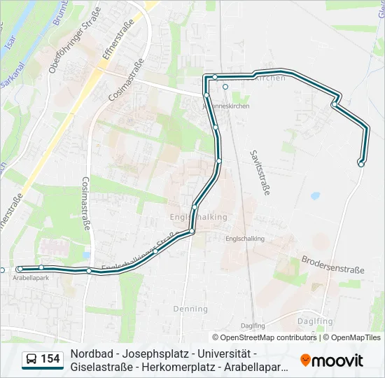 154 Bus Line Map