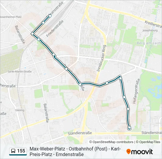 155 Bus Line Map