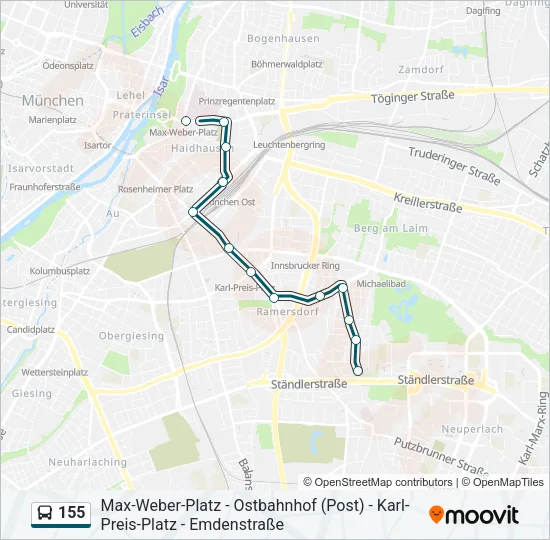 155 Bus Line Map