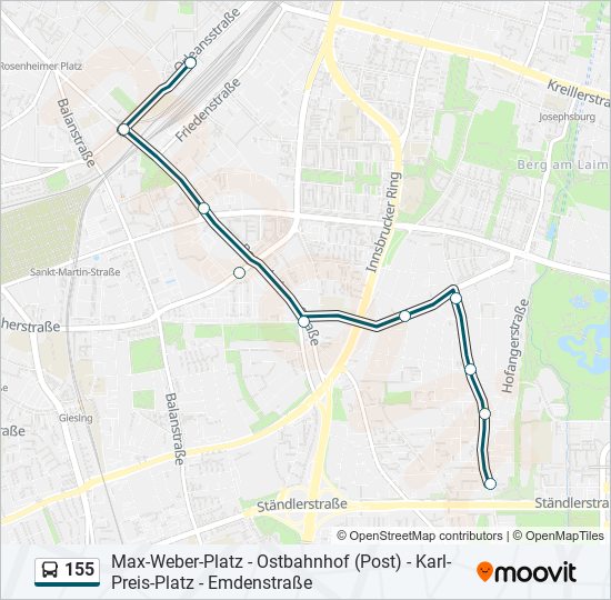 155 bus Line Map