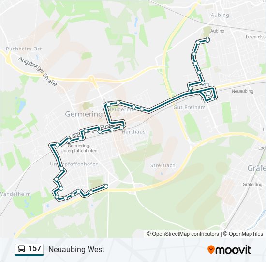 157 bus Line Map