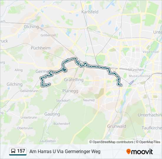 157 bus Line Map