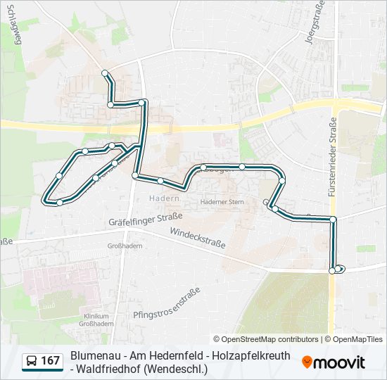 167 bus Line Map