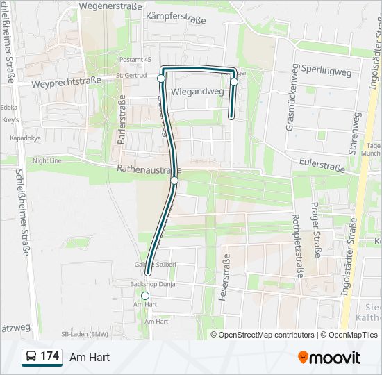 174 bus Line Map