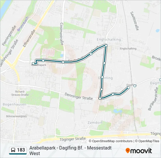 Автобус 183: карта маршрута