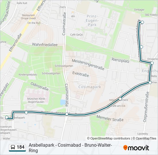 184 bus Line Map