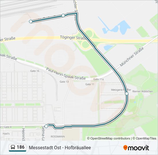 186 bus Line Map