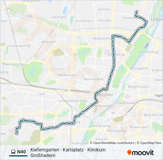 Автобус N40: карта маршрута