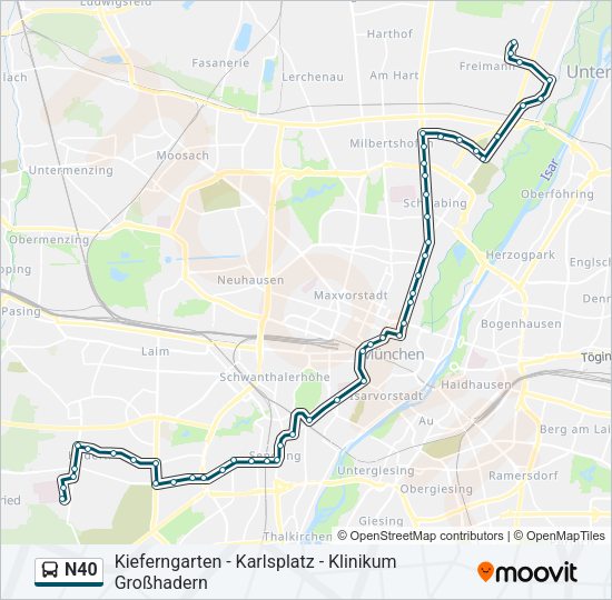 Автобус N40: карта маршрута