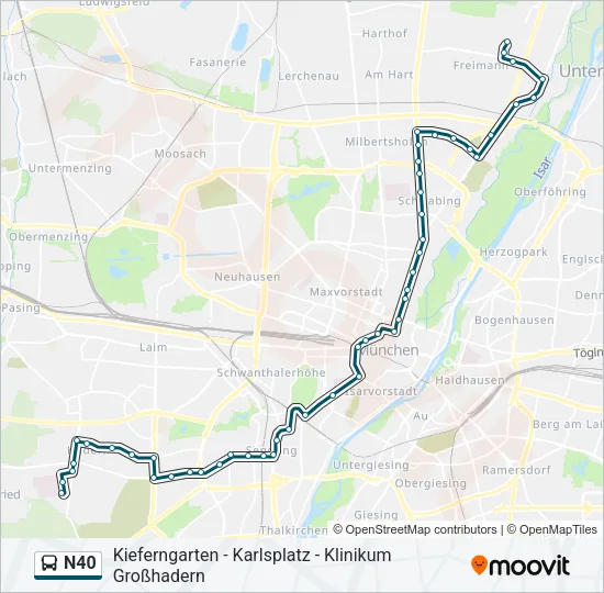 N40 Bus Line Map