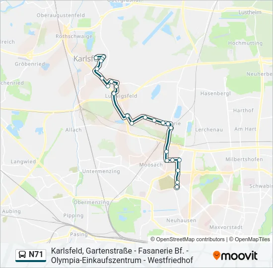 N71 Bus Line Map