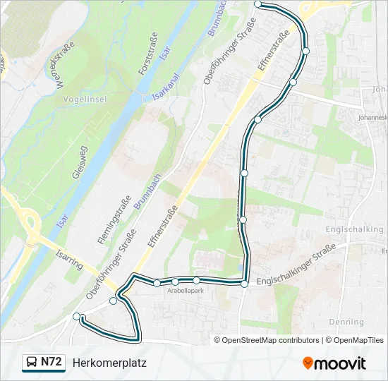 N72 Bus Line Map