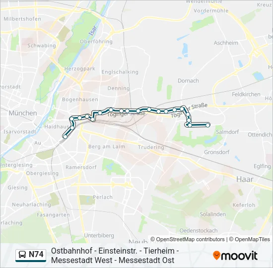 N74 Bus Line Map