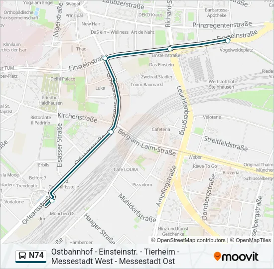 N74 Bus Line Map