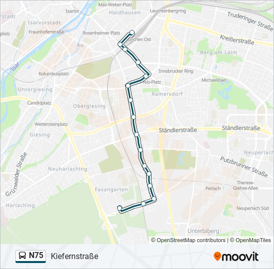 N75 bus Line Map