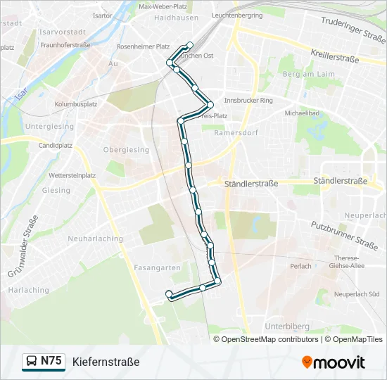 N75 Bus Line Map