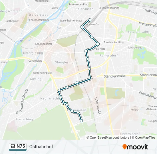 N75 Bus Line Map