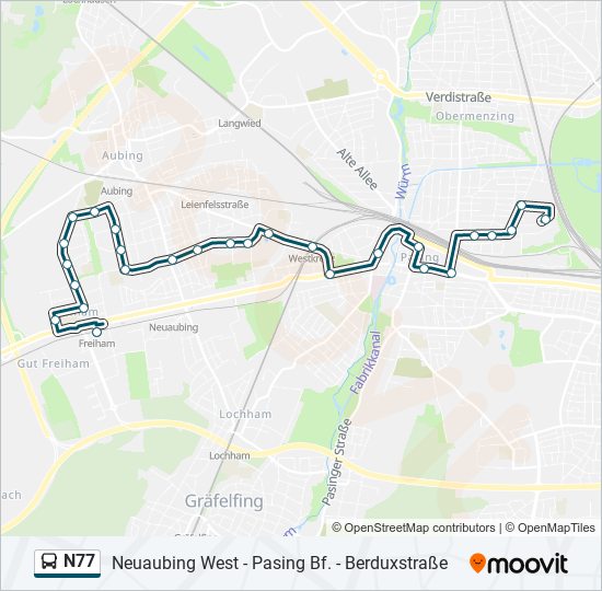 N77 bus Line Map