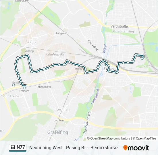 N77 Bus Line Map