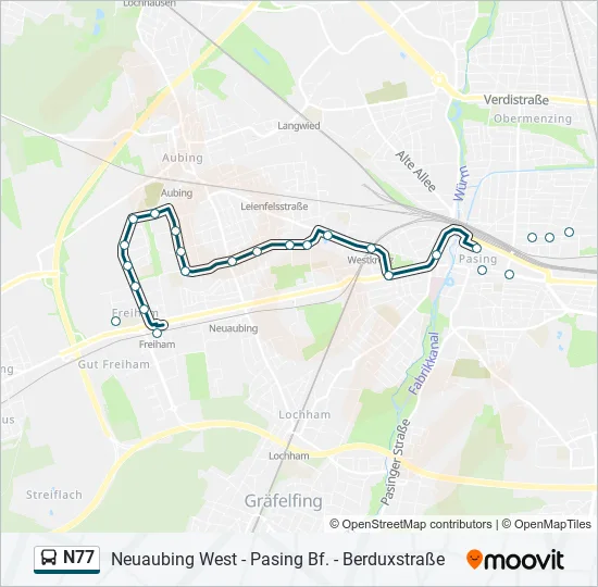 N77 Bus Line Map