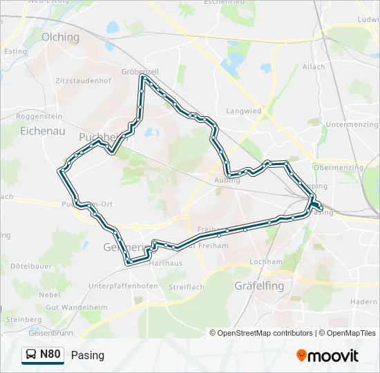 N80 Bus Line Map