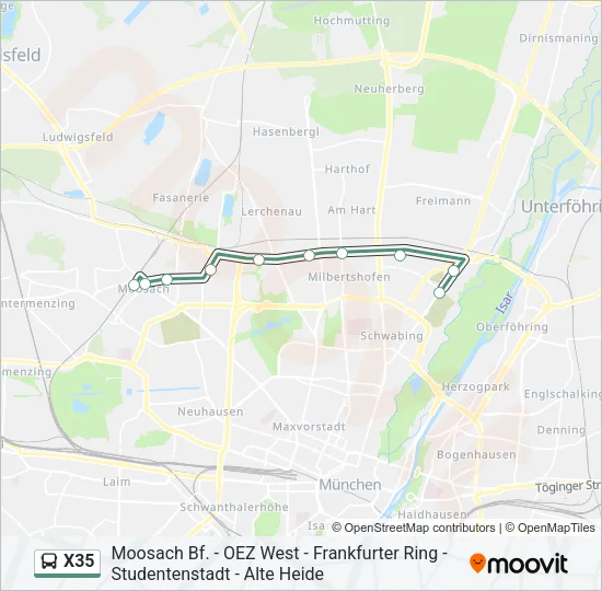X35 Bus Line Map