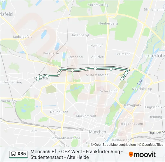 X35 Bus Line Map