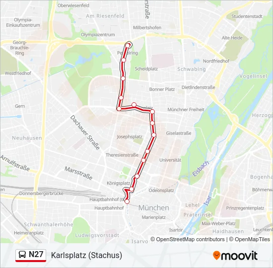 Автобус N27: карта маршрута