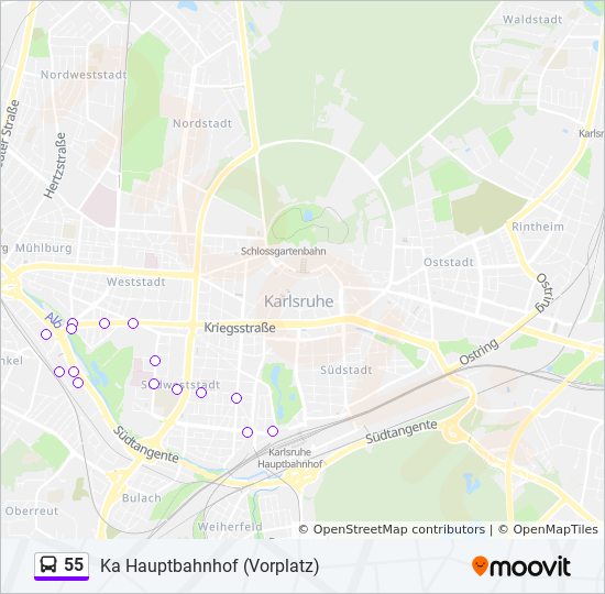 B35 Bus Route Map 55 Route: Schedules, Stops & Maps - Ka Hauptbahnhof (Vorplatz) (Updated)