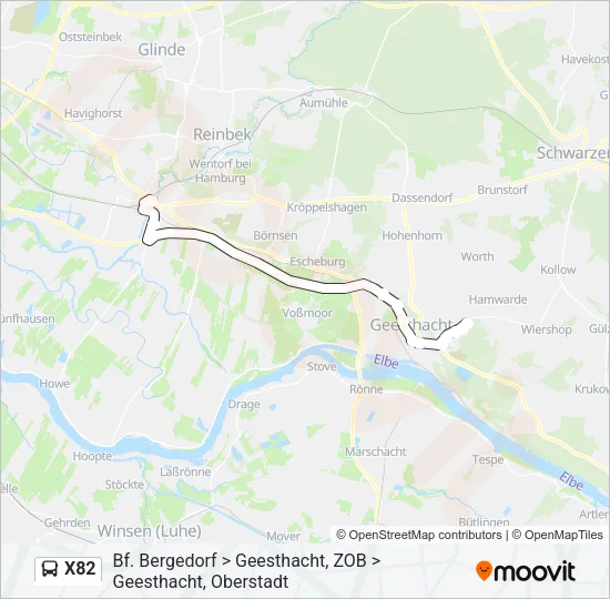 X82 Bus Line Map