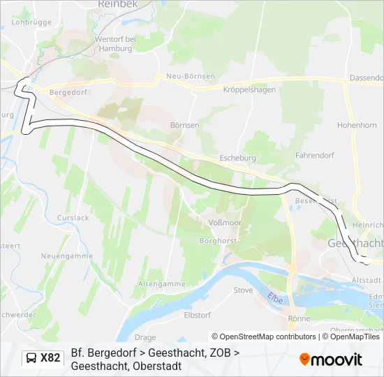 X82 Bus Line Map